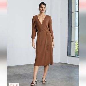 Everlane ribbed wrapped midi dress - size s